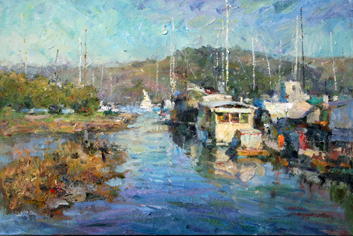 houseboat painting